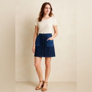 NEW Bonpoint Women's Blue Denim Color Block Pencil Skirt Size Small